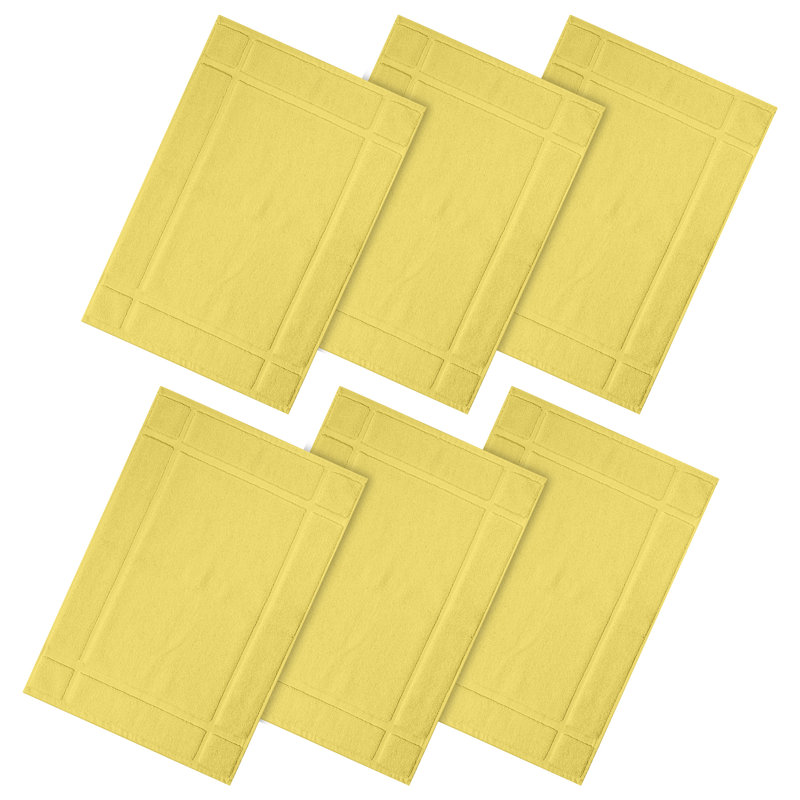 1350 GSM 100% Cotton Solid Bath Mat for Bathroom Floor , Yellow, 34" W x 20" L