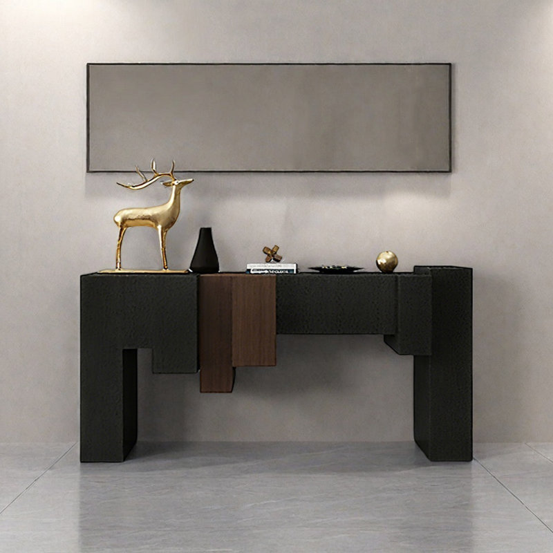 Console Modern Minimalist Art Design, H 35,43 po x l 55,12 po x P 15,75 po, Noir / bois brun foncé