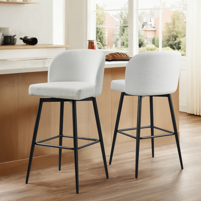 Tabouret de bar et de bar Benedit, Tabouret de bar (siège d'une hauteur de 30 po), Blanc, 2