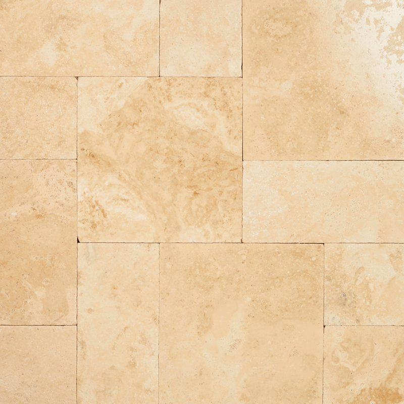 Marzana Cream Tumbled Pattern Travertine Paver Kit (160 sq. ft./unit, 120 Pieces)
