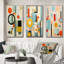 «Colorful Mid Century Mod Geometrics», 3 pièces sur toile-230430625-230430629