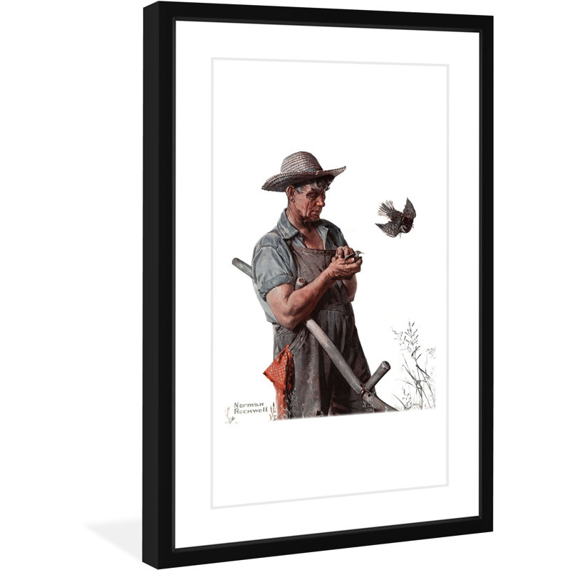 Farmer And The Bird by Norman Rockwell - Wrapped Canvas Print, 61cm H x 41cm W 