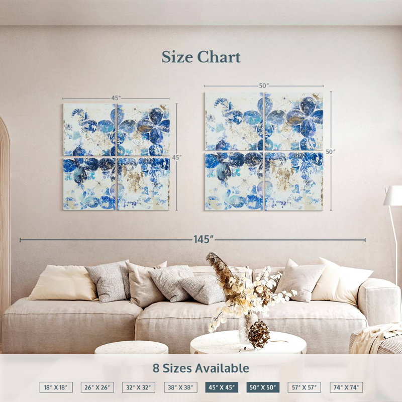 Avery Blue Quatrefoil II, 50" H x 50" W