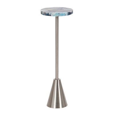 Round Metal and Stone Drink Table