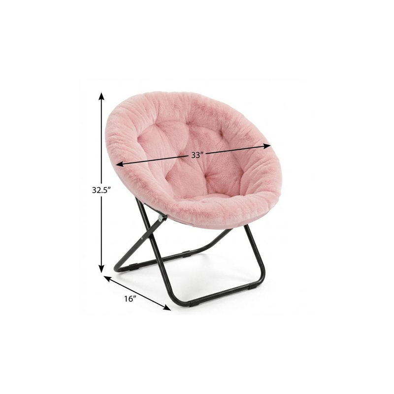  Chaise longue pliante en fausse fourrure rose, Pink