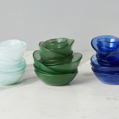 Ensemble de 4 bols à tremper en verre - bleu marine