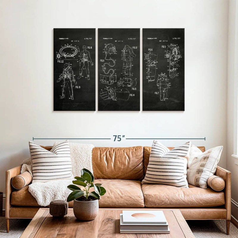 Space Suit BW Patent, 36" H x 57" W