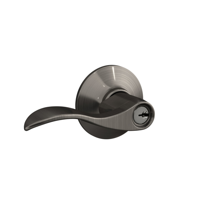 Accent Lever Keyed Entry Lock, Antique Nickel