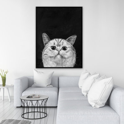 Watching Cat Print On Canvas