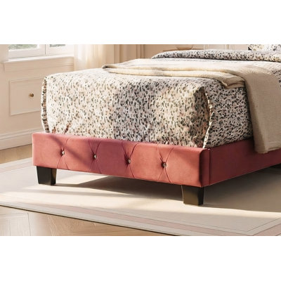 Lit simple en velours cerise Modena