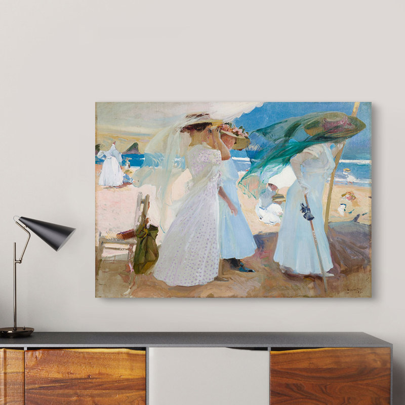 Under the Awning, Zarauz by Joaquín Sorolla Y Bastida - Wrapped Canvas Art Prints, 70cm H x 100cm W x 4cm D