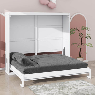 Queen-Sized Murphy Bed With Built-In Storage Cabinets