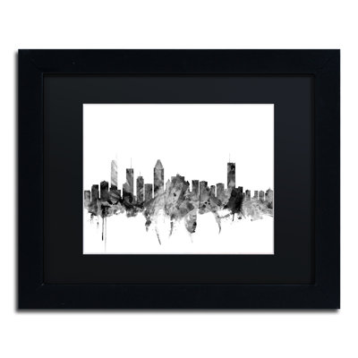 « montréal canada horizon b&w », impression encadrée