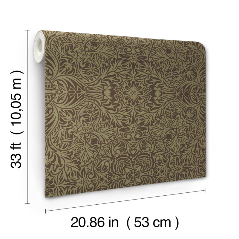 Papier peint floral complexe Ceiling, Brun