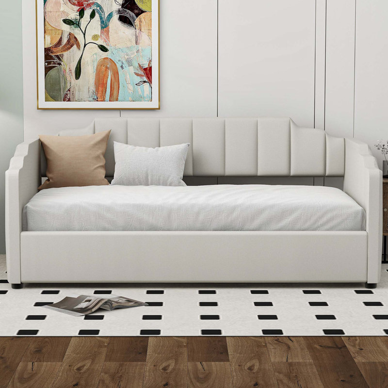 Daybed with Storage Space Underneath, Beige, Twin