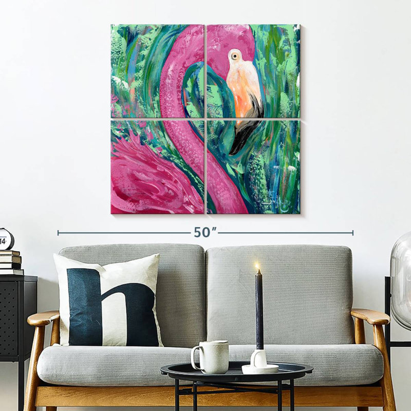 Portrait de flamant rose Brampt, H 32 po x l 32 po