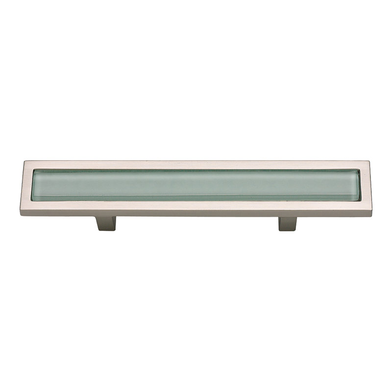 Spa 3" Center to Center Bar Pull, Brushed Nickel/Green