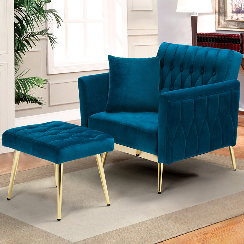Fauteuil d'appoint Siemon, Velours sarcelle