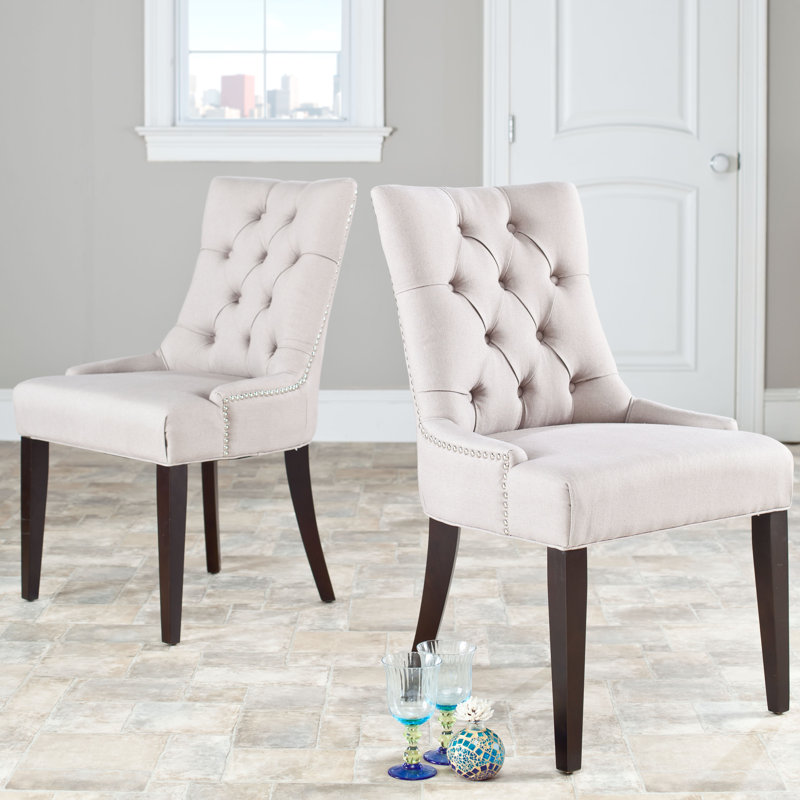 19.5'' H Upholstered Side Chair, Taupe, Rustic Black