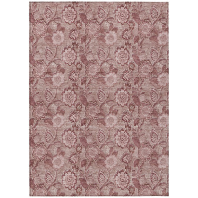 Machine Washable Indoor/Outdoor Xhevrie Blush Rug