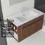 Meuble-lavabo flottant peu encombrant avec lavabo en céramique et portes à fermeture en douceur-133668186