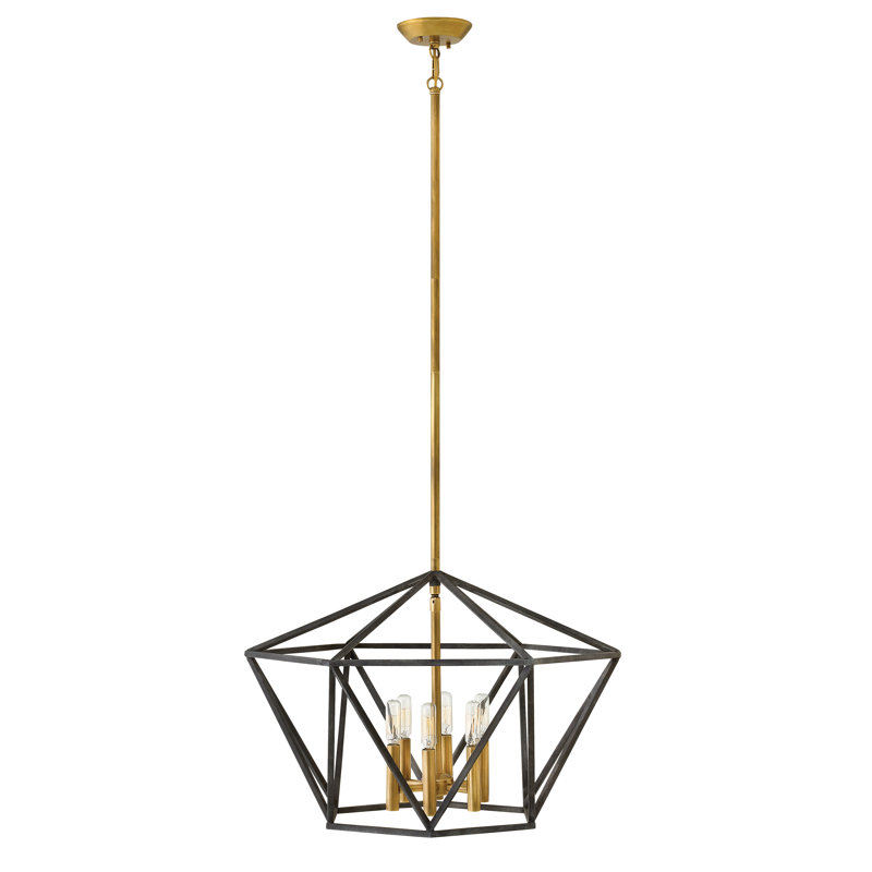 Aged Zinc Brass Cage 6-Light Chandelier