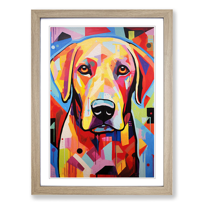 Labrador Retriever Constructivism - Framed Print, 64cm H x 46cm W x 2cm D, Oak
