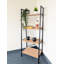 Bibliothèque échelle à 4 niveaux Zynix avec structure en métal, étagère de rangement en chêne rustique pour salon, chambre et bureau, 56,5 x 32,5 x 138 cm