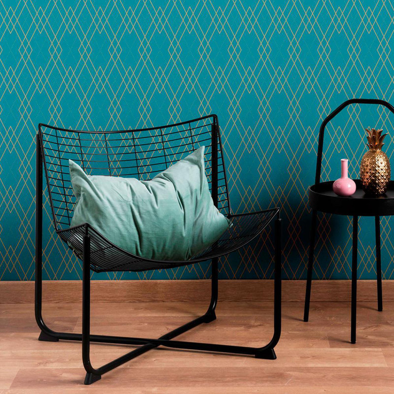 Carreau de papier peint adhésif Christyl Smooth, Bleu foncé, L 126 po x l 24 po