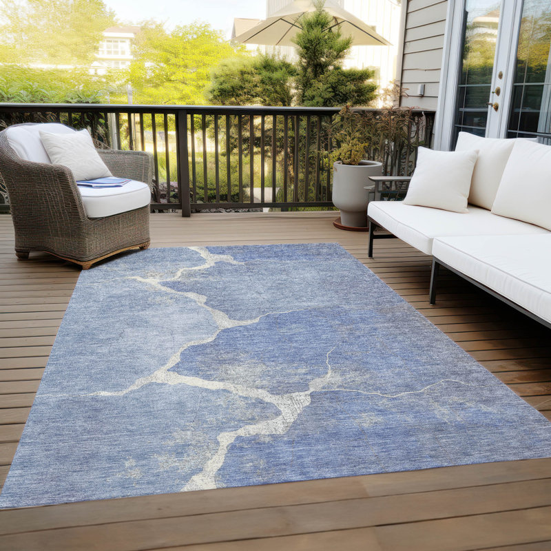 Tapis intérieur / extérieur lavable à la machine Xhevrie, Rectangle 10 pi x 14 pi