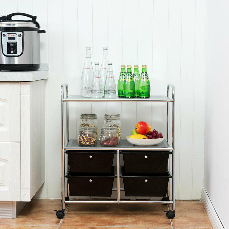 29.5'' H x 25'' W Utility Cart with Wheels, Silver/Clear