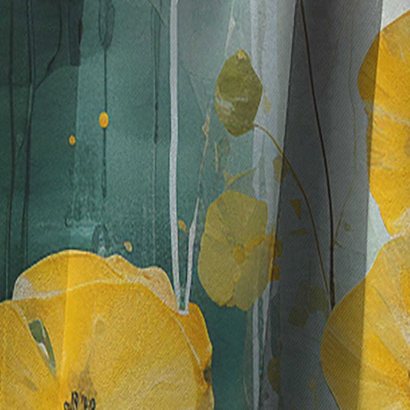 Rideau occultant jaune en velours à motif floral jaune Fleurs de beauté I - Buttercups, L 52 po x L 90 po