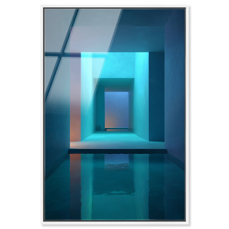 Cerulean Corridor I Print, 31"H x 21"W, White Floater Frame