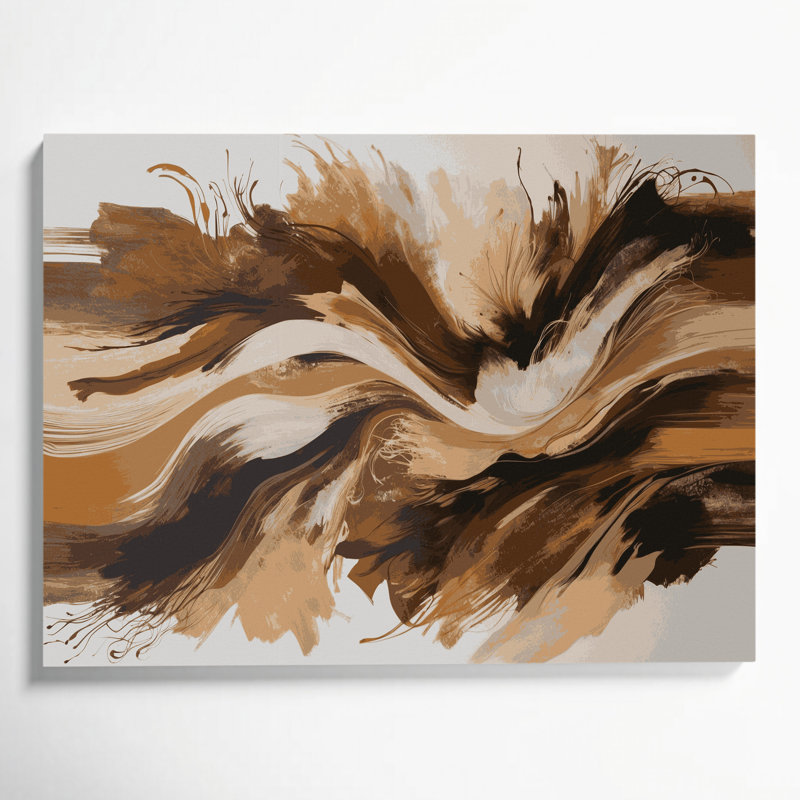 «Lyrical Abstraction 21», art mural sur toile beige, H 20 po x l 24 po