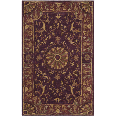 Latarra Hand-Tufted Wool Burgundy Area Rug