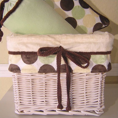 Panier en osier Minky, Vert / jaune / brun
