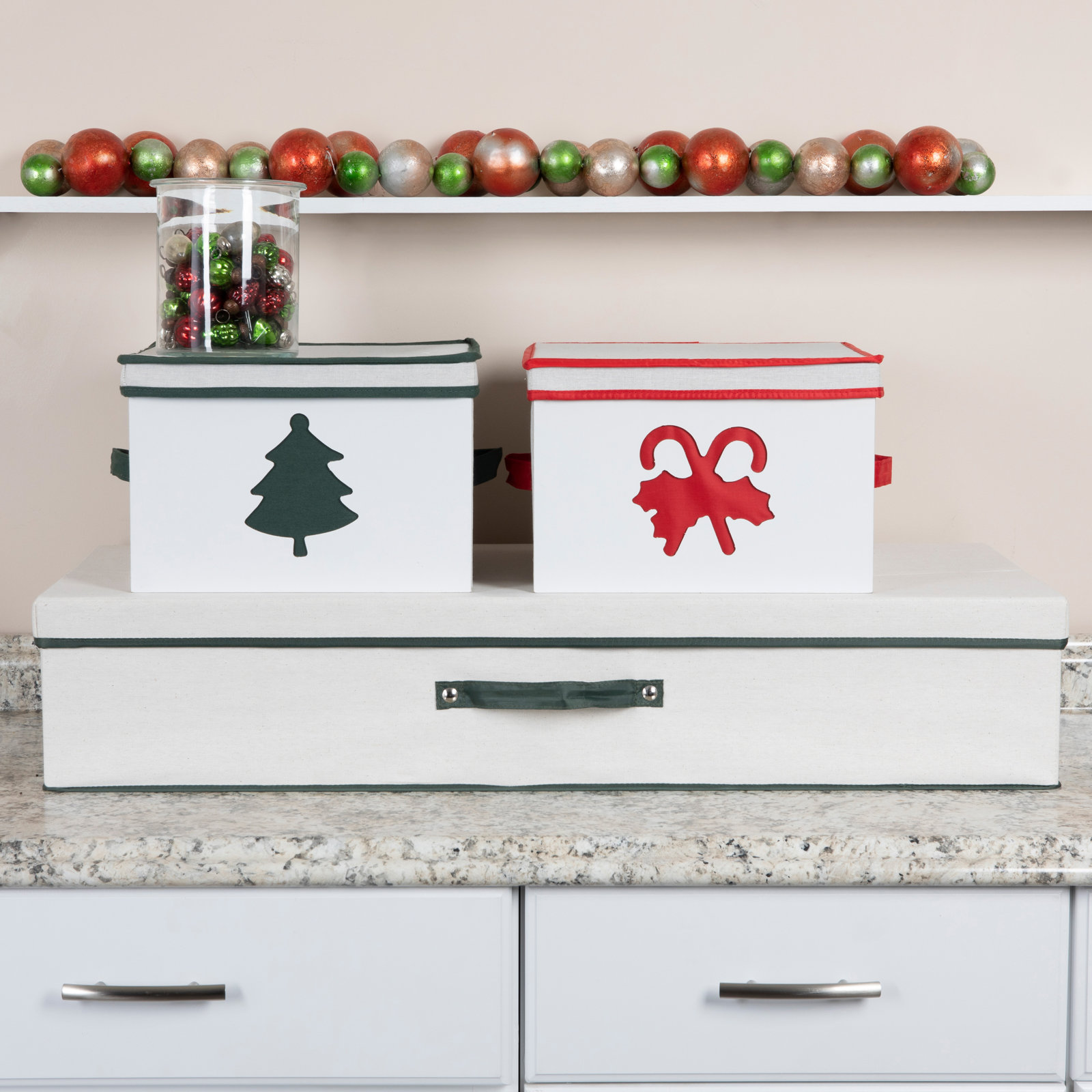 Maye Gift Wrap Storage, Natural/Green