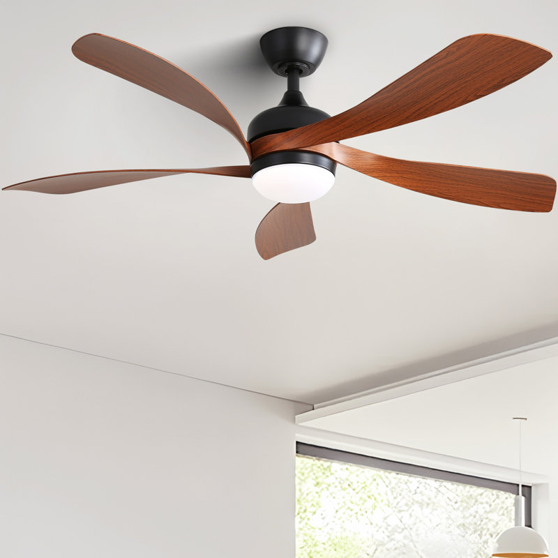 Ventilateur de plafond 52 pouces intérieur avec 3 couleurs à intensité variable 5 pales ABS moteur à courant continu réversible à télécommande noir avec lumière DEL