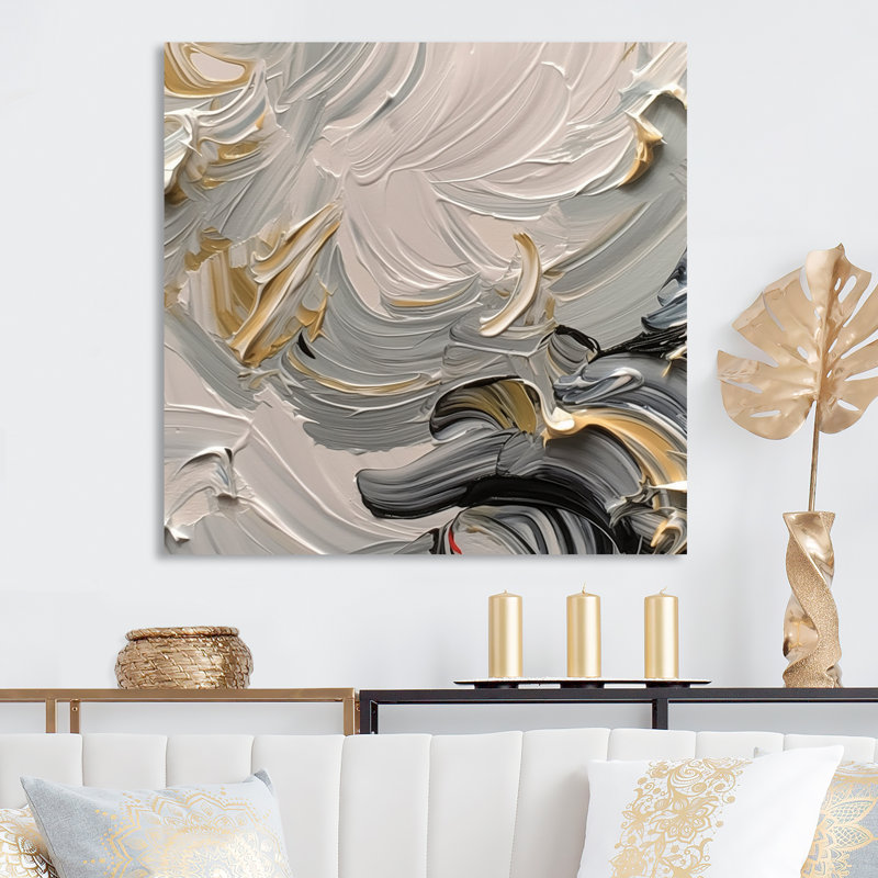 Late Night Jazz Vintage gris et or - peinture abstraite, impressions d'art mural, H 30 po x l 30 po, Cadre photo argenté