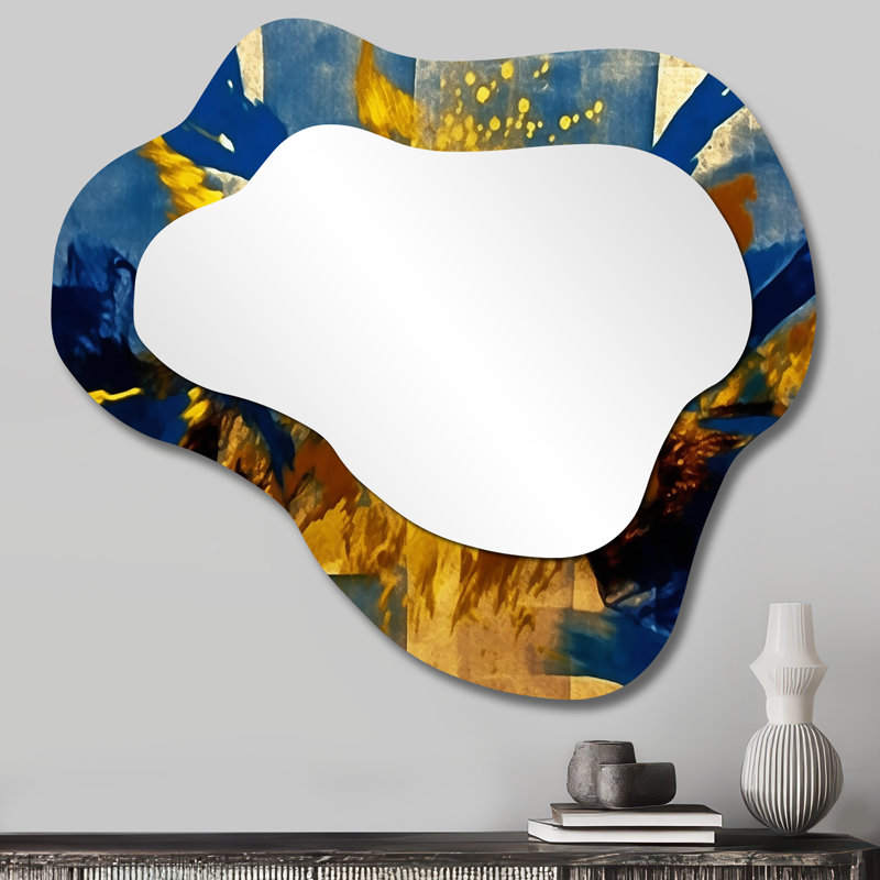 Abstraction lyrique en bleu et jaune, 25 po x 28 po