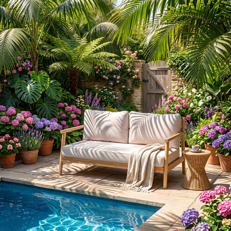Causeuse de patio en bois d'acacia massif l 50,5 po x P 27,5 po x H 26,25 po Christopher Knight Home