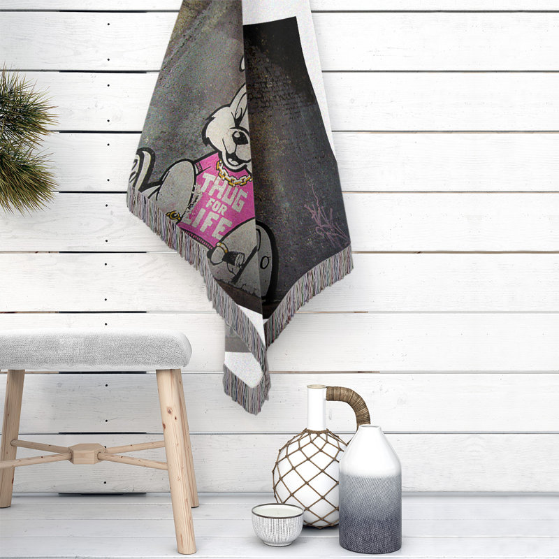 Banksy Graffiti Hand Woven Throw Blanket, 50" W x 60" L