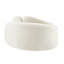 Canapé deux places incurvé en chenille blanche, déhoussable, style rétro minimaliste, assise mi-ferme, ressorts, largeur 96 cm, tissu, confort d'assise optimal.