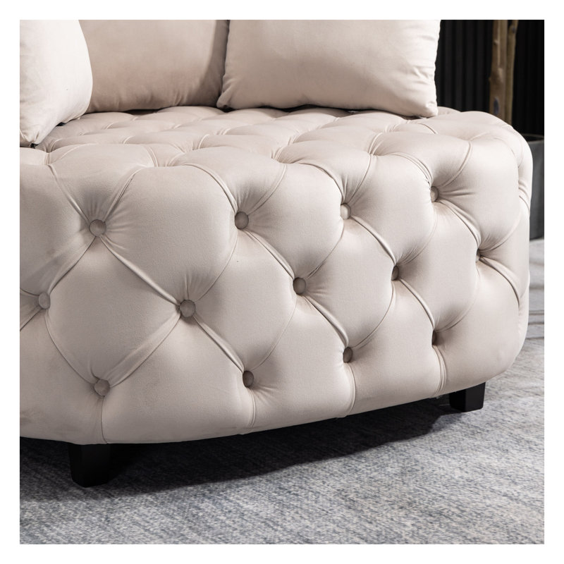 Chaise berçante classique en velours A&A Furniture, Beige