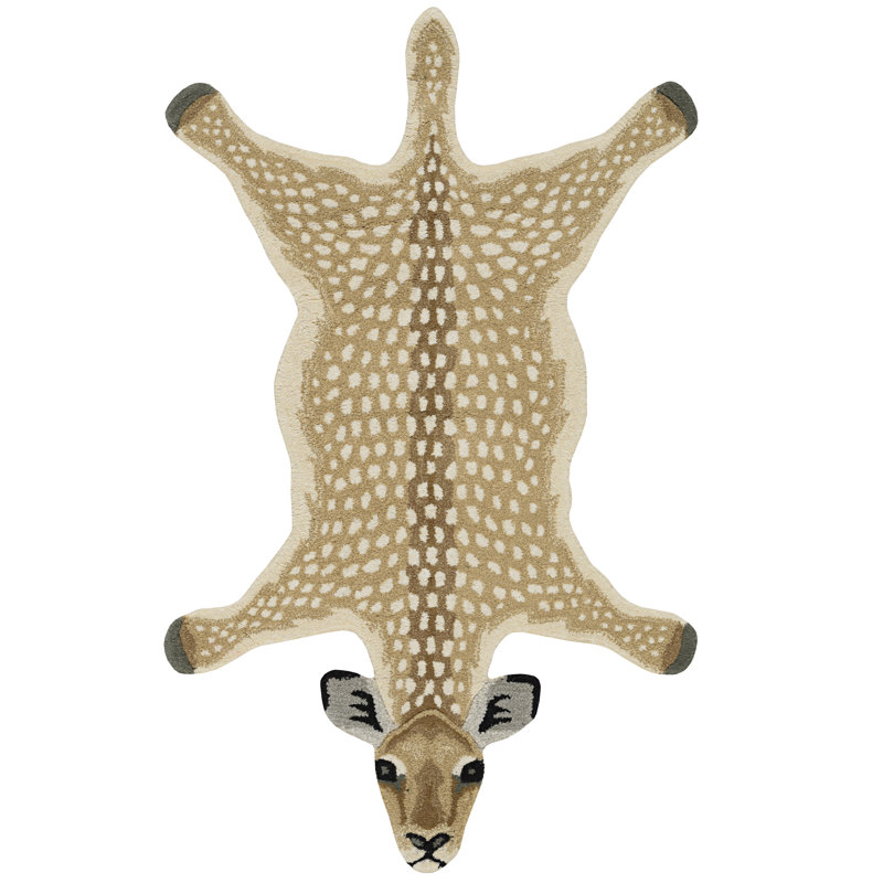 Harjo Antelope Shaped Beige And Brown  Accent Rug, Novelty 3' x 5'