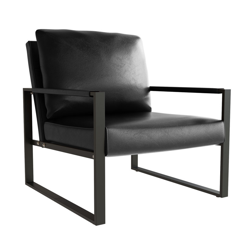 Eritrea Faux Leather Armchair, Black Faux Leather