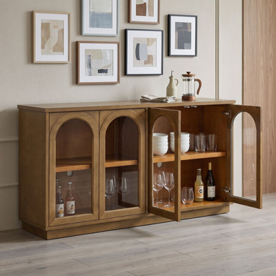 Buffet de rangement à quatre portes vitrées cintrées