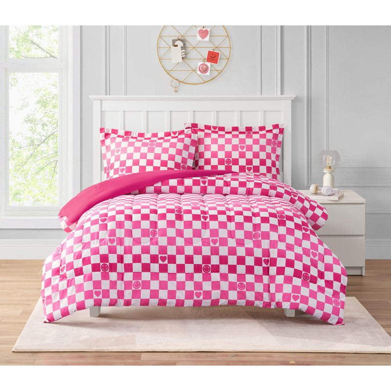 Ensemble d'édredon en microfibre rose pâle ALEX + BELLA, Édredon pour lit simple + 1 taie décorative stan