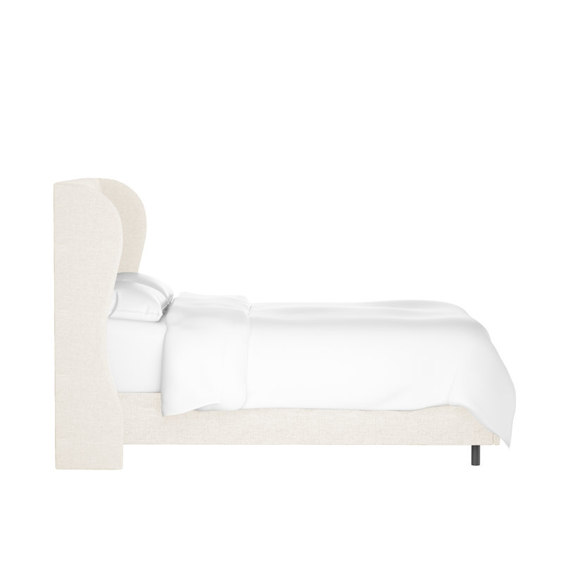 Tomey Upholstered Wingback Bed, California King, Classic White Velvet