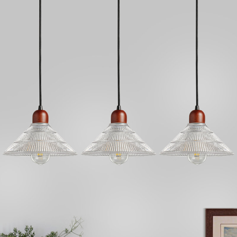 Luminaire suspendu simple à 1 lumière avec verre transparent (ensemble de 3)